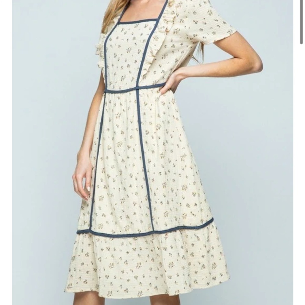 Polagram Cream Floral Boho Dress Size Large